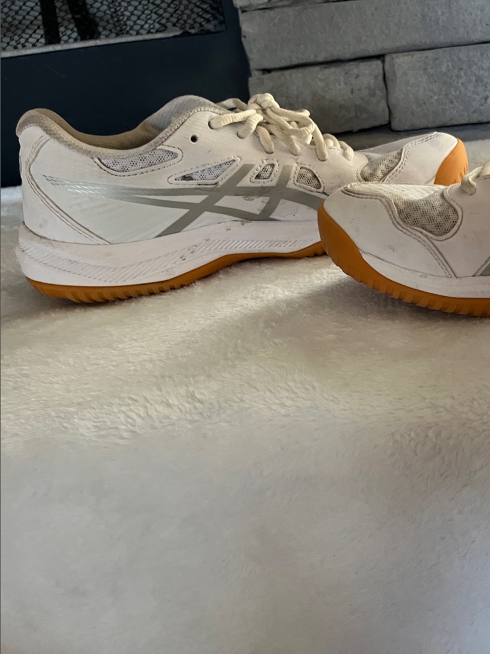 ASICS Volleyball White and Gum-Trim Women’s Sneakers